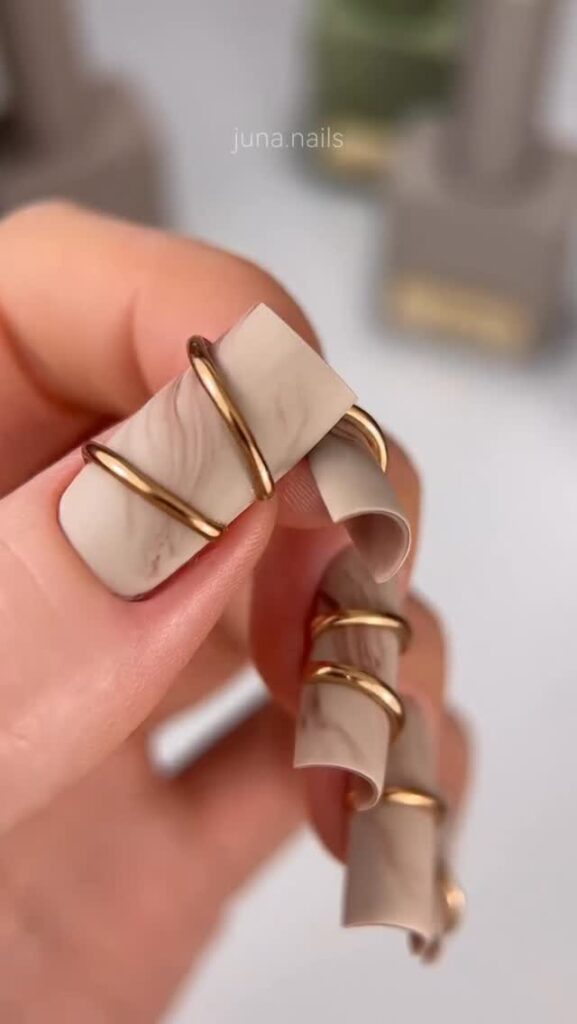 Marble Curl Stiletto nails