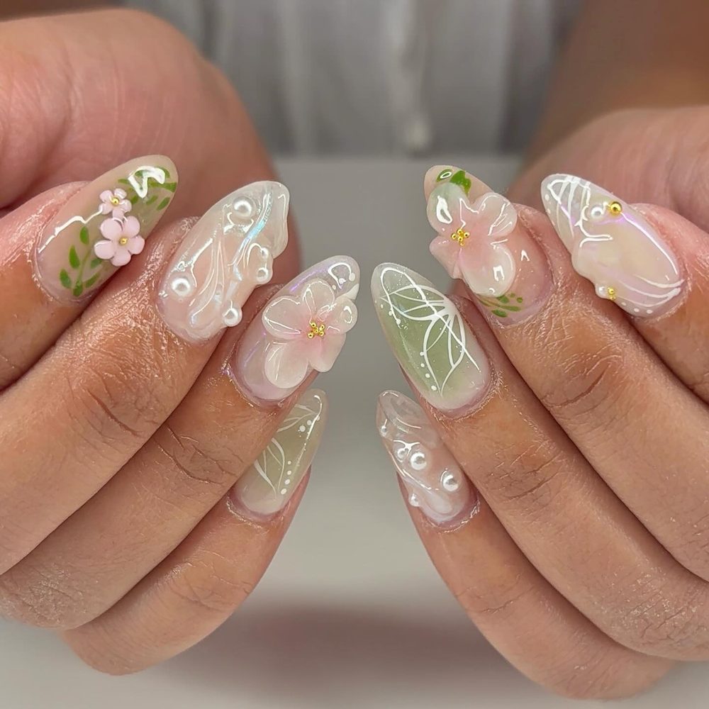 Pearlescent Garden nails