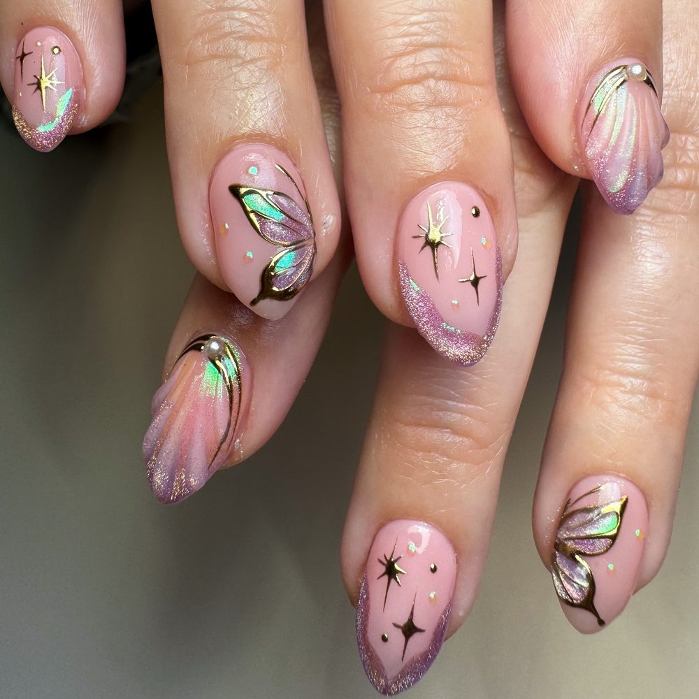 Pixie Wing Glitter nails