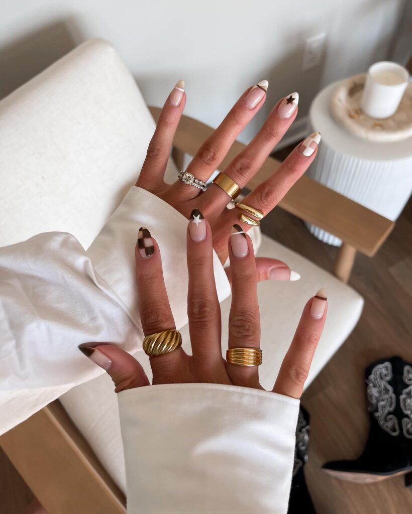 Star-Tipped Latte nails