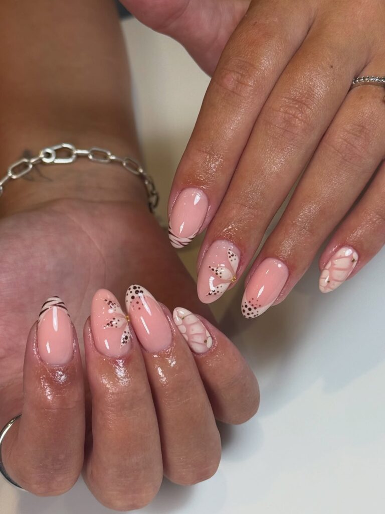 Pink Butterfly Blush nails
