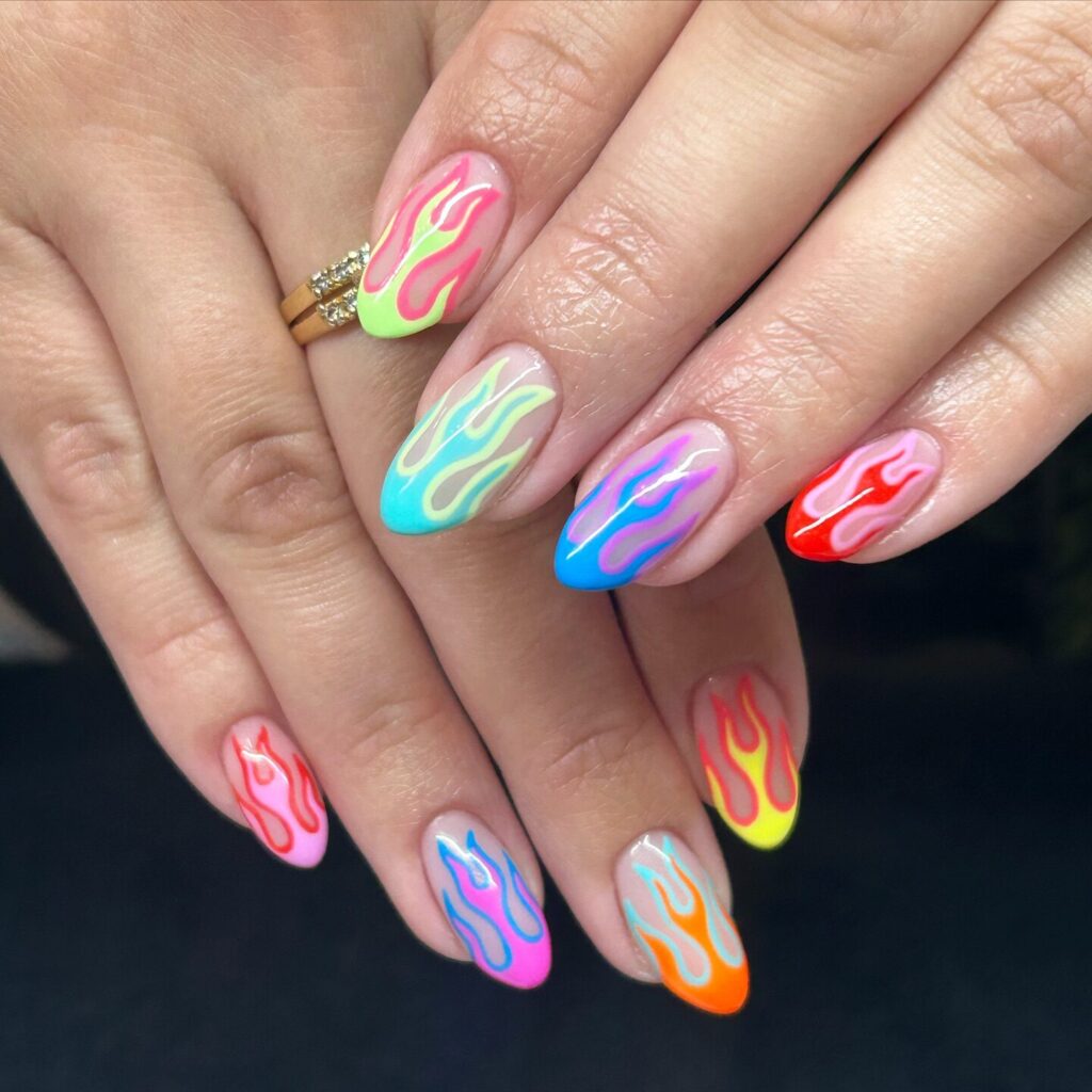 Chromatic Flame Medley nails