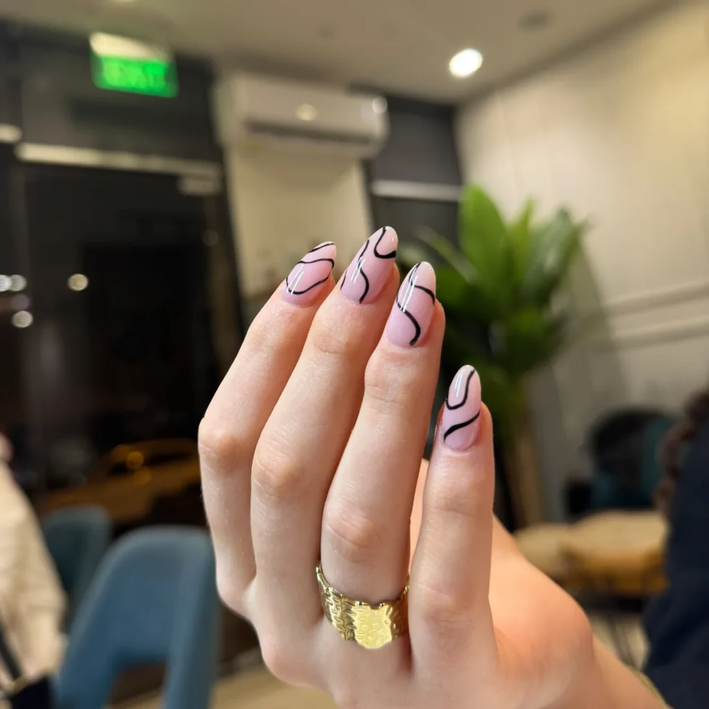 Pink Freehand Waves nails