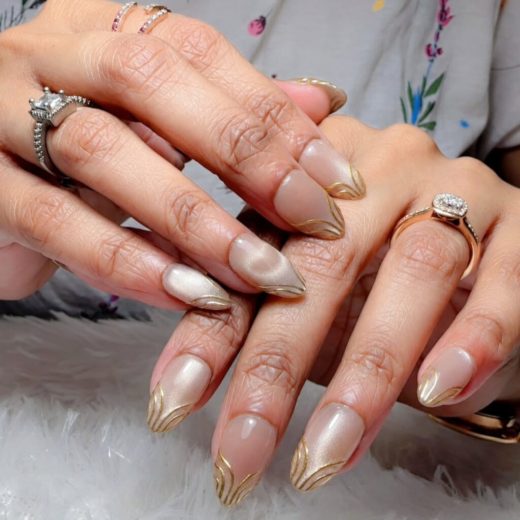 Gold Foil French nails