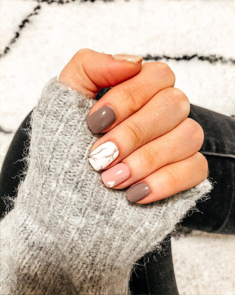 Greige Marble Mix nails