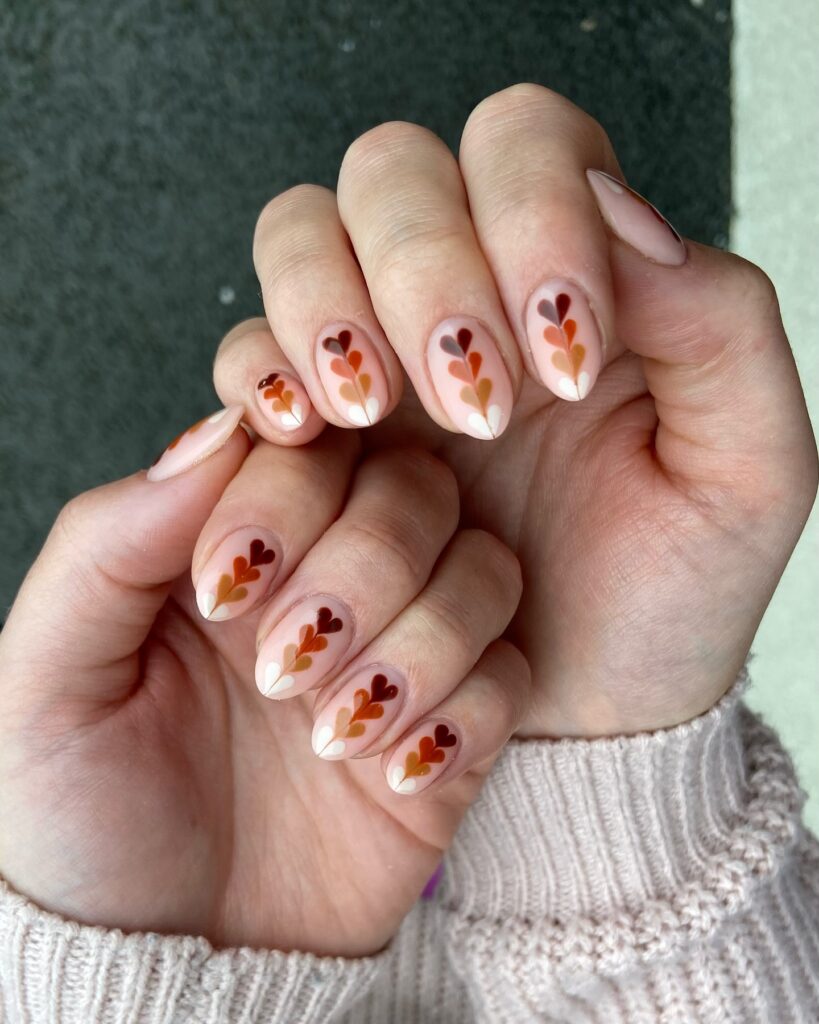 Autumn Heart Blooms nails