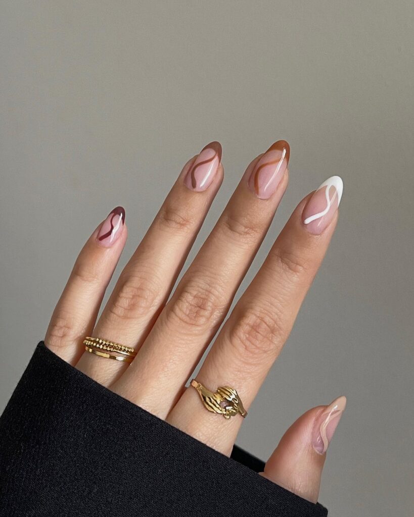 Earthy Swirl Tones nails
