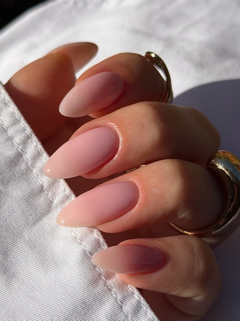 Blush Ombré Almond nails