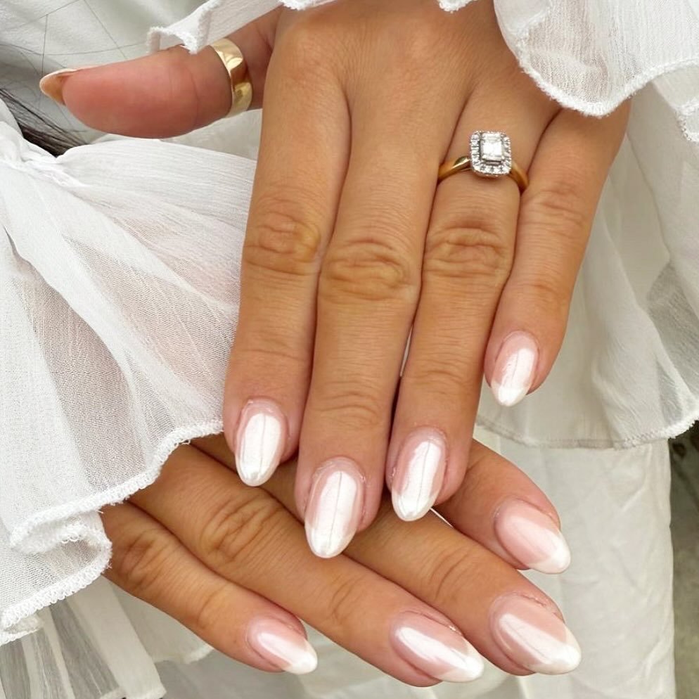 Silk Ribbon Chrome nails
