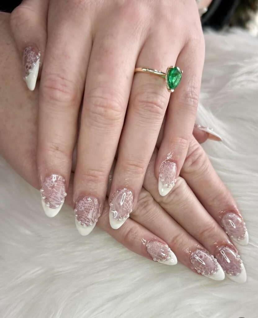 Lace Texture French nails