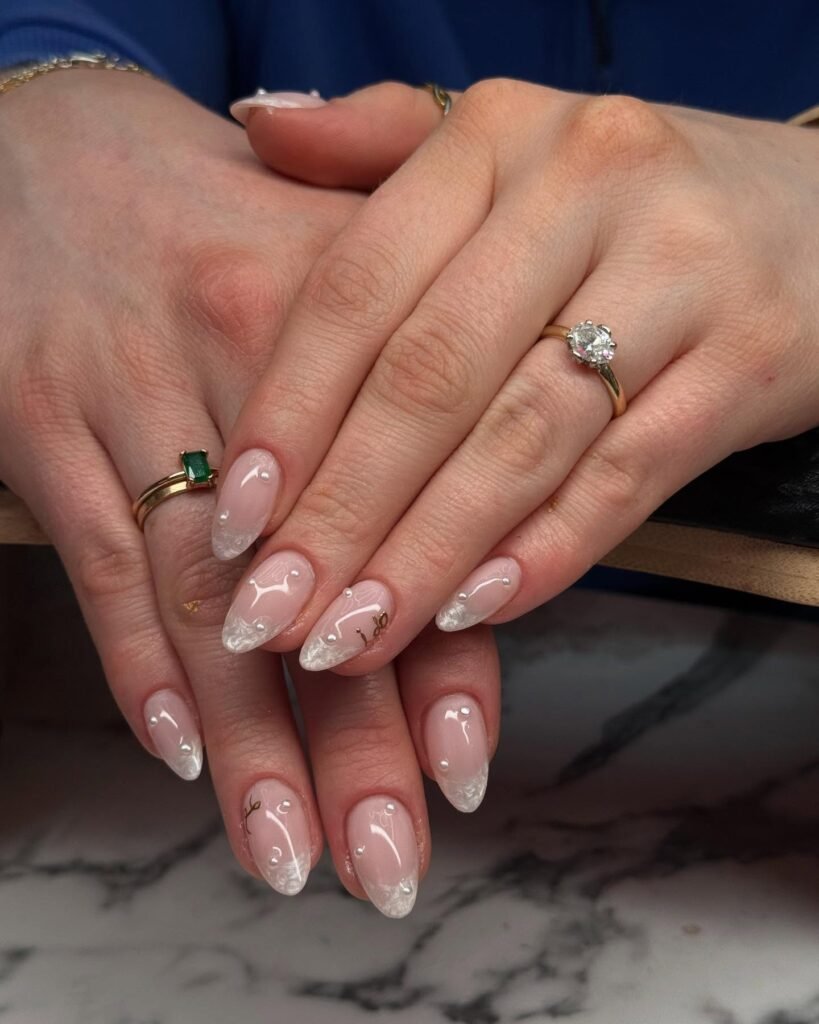 Misty Pearl Florals nails