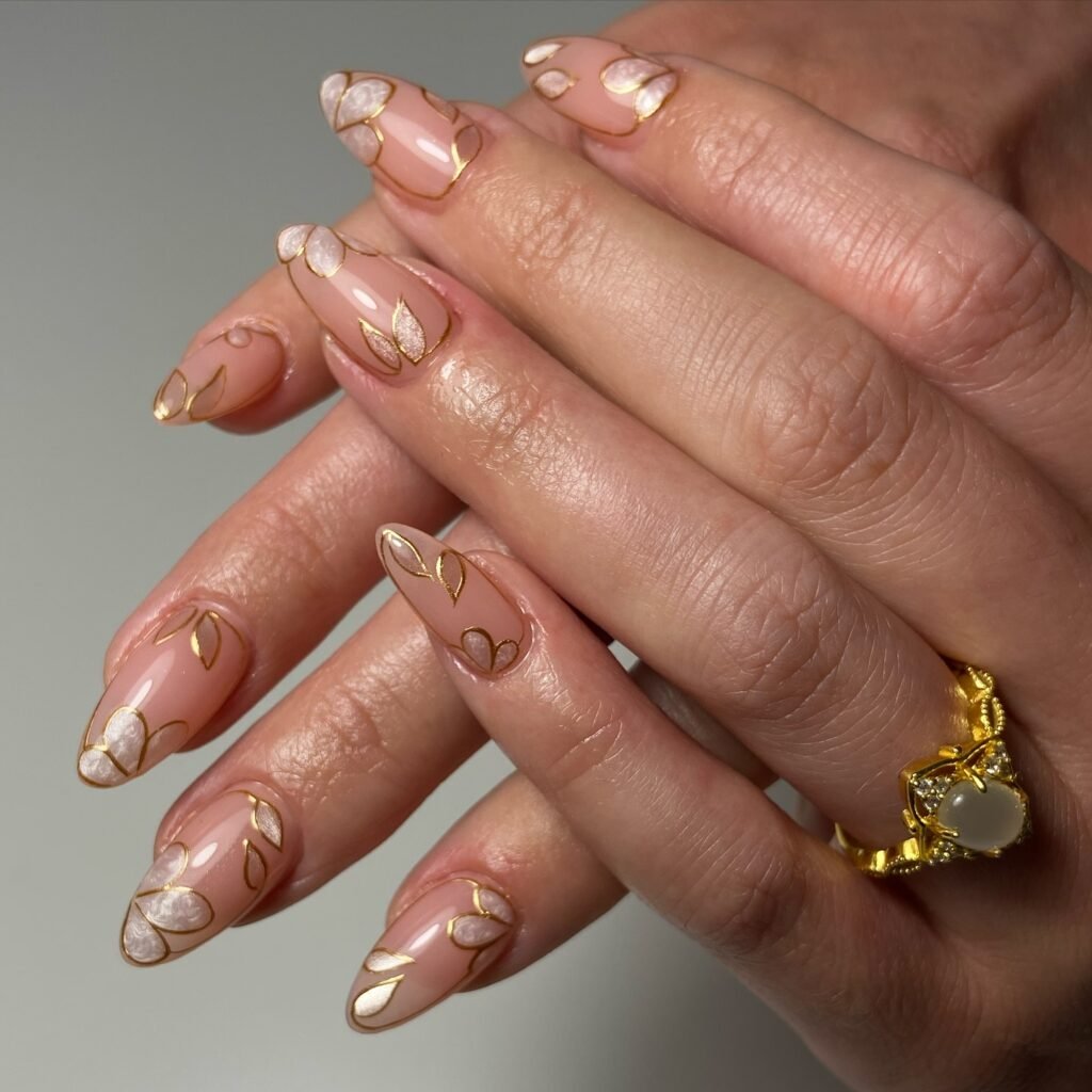 Gold Petal Vine nails