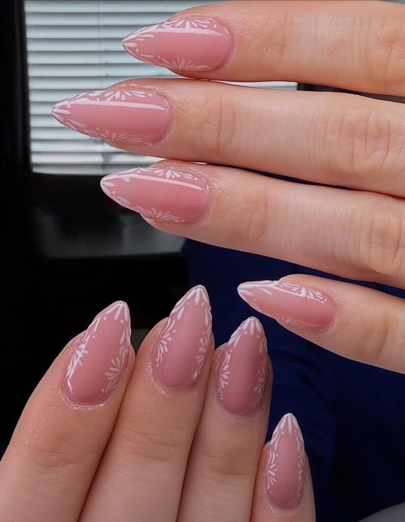 Blush Mandala French nails