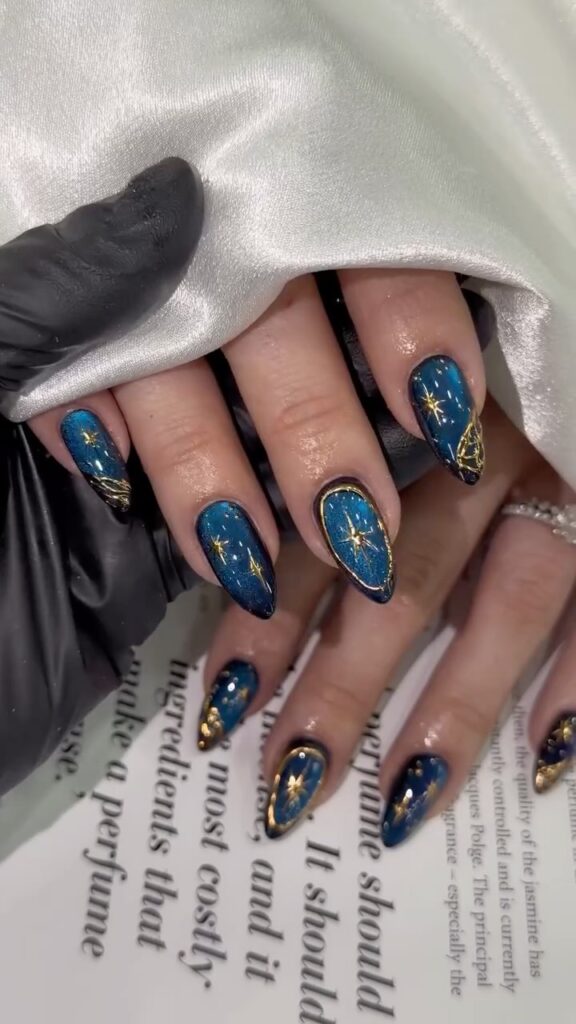 Midnight Galaxy Blue nails