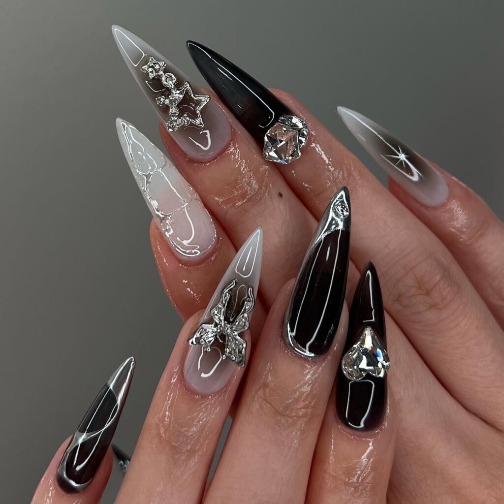 Chrome Butterfly Dark nails