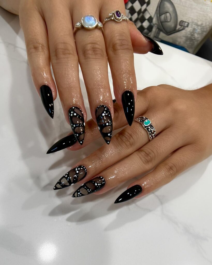 Black Butterfly Sheer nails