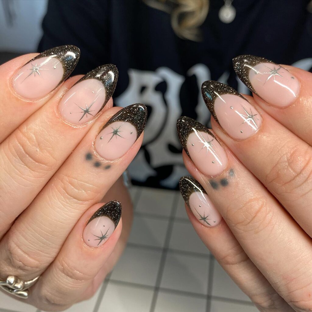 Glitter Star Tips nails