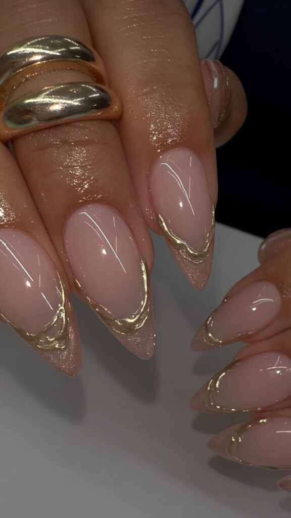 Liquid Gold French nails