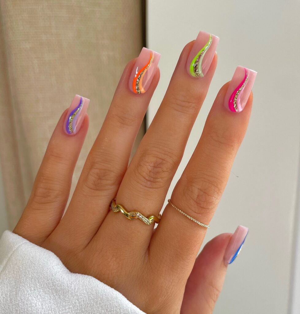 Neon Chevron Clash nails