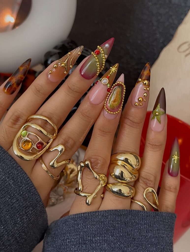 Candy Cane Swirls nails