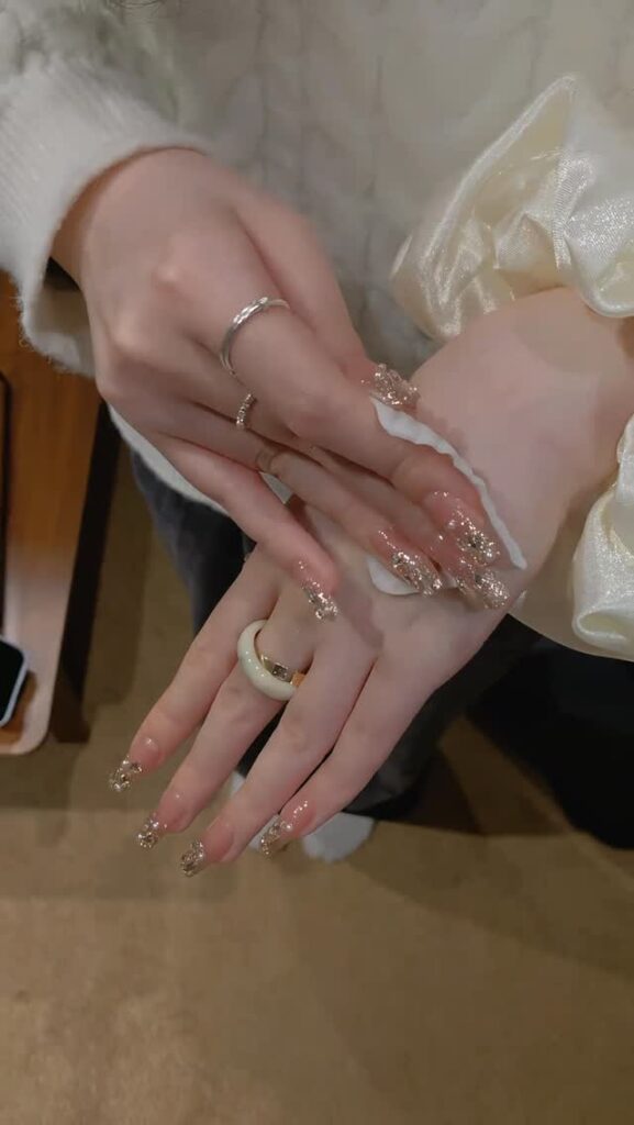 Ice Foil Ballerina nails