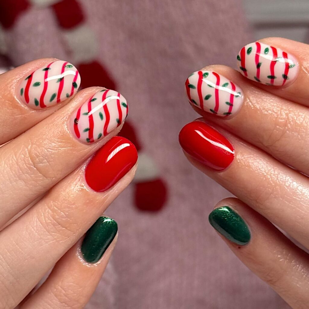 Festive Cow Print nails