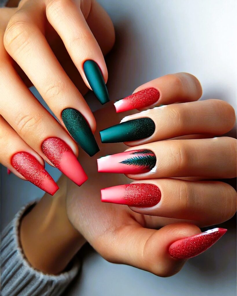 Geometric Colour Block nails