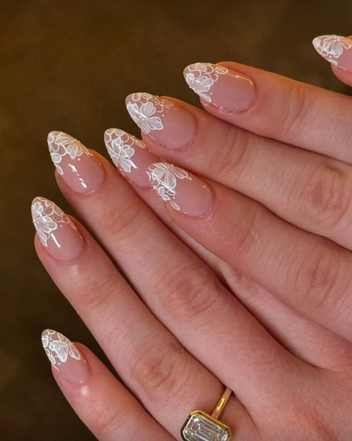 white lace press on bridal nails
