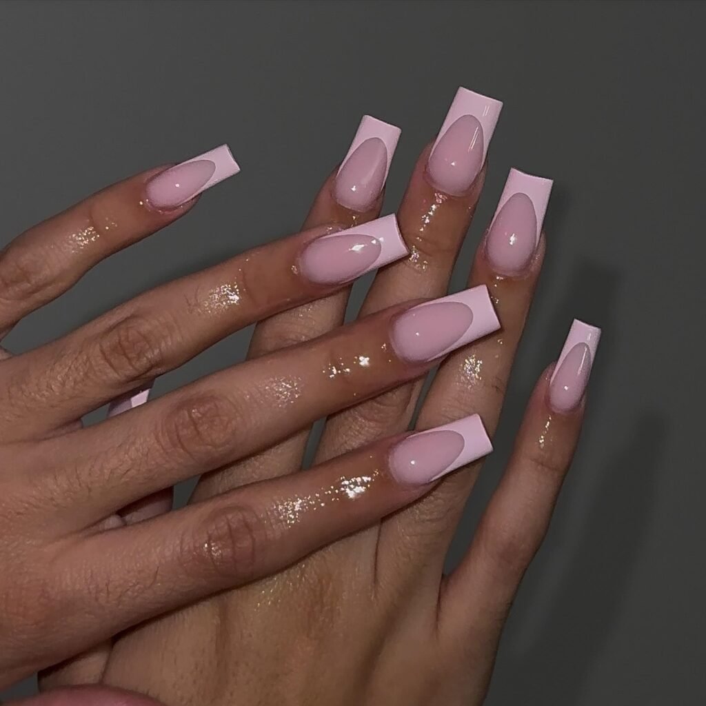 Pink Foil Tips nails