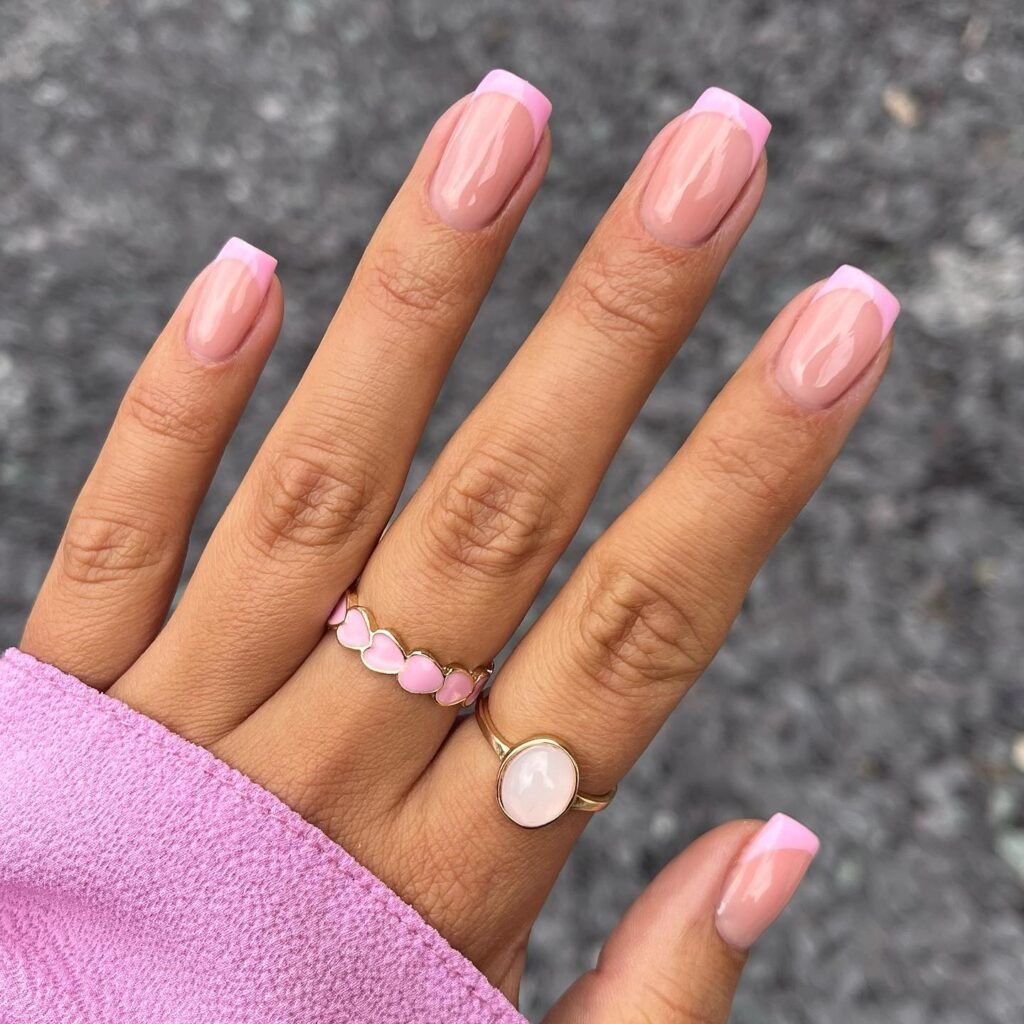 Glitter Pink French nails
