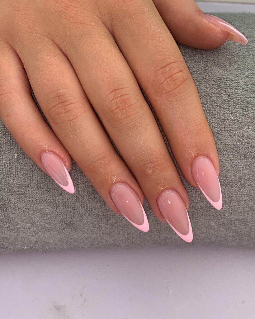 Glossy Blush Tips nails