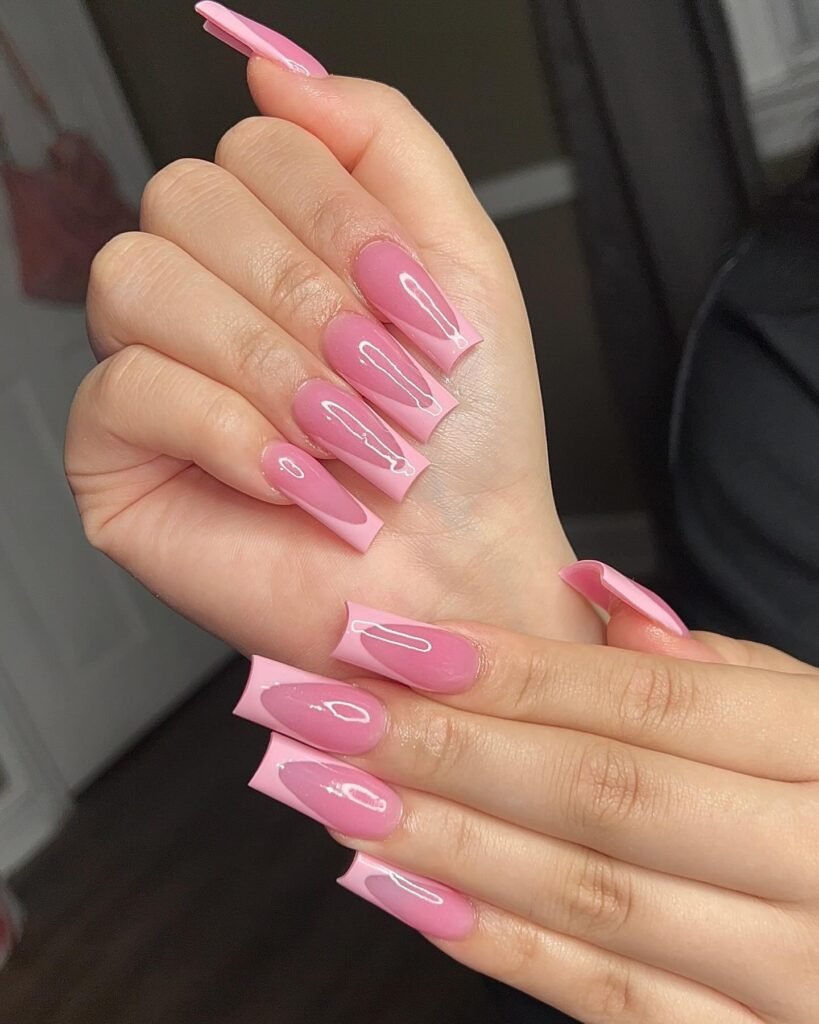 Blush Lace French nails
