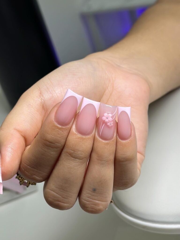 Coastal Pink Tips nails