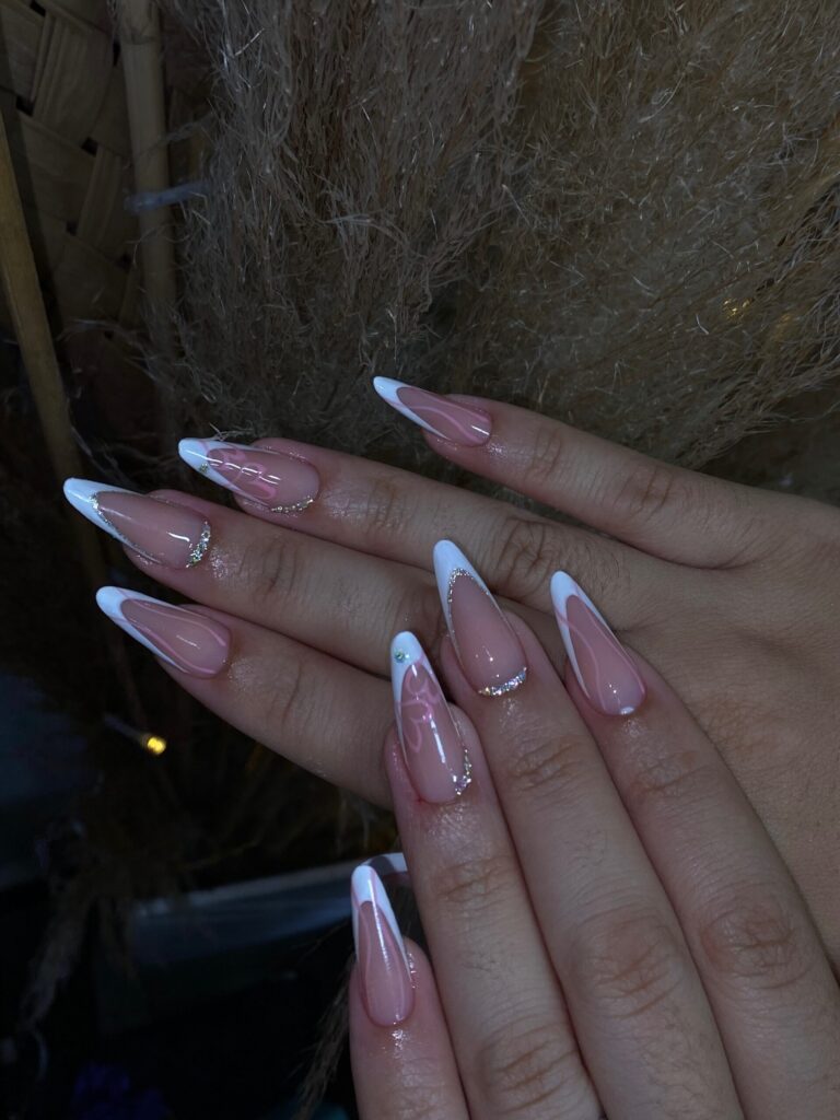 Glitter-Lined French nails