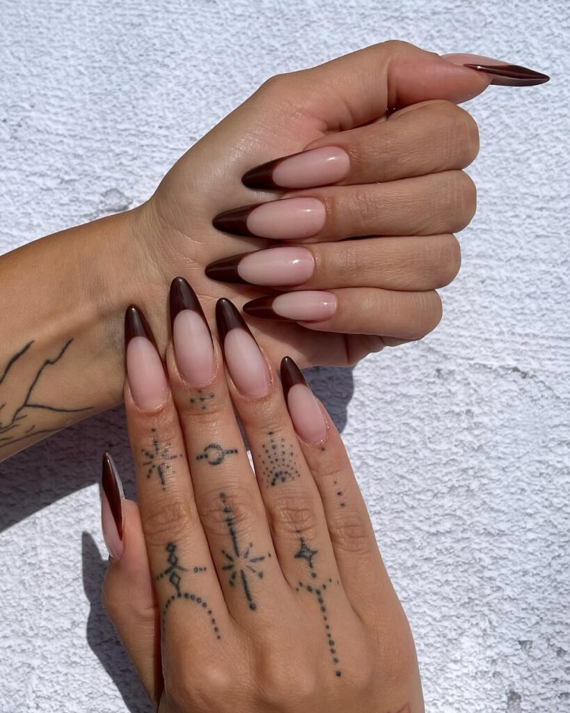 Long Espresso Tips nails
