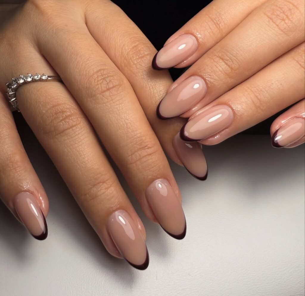 Deep Plum Outline nails