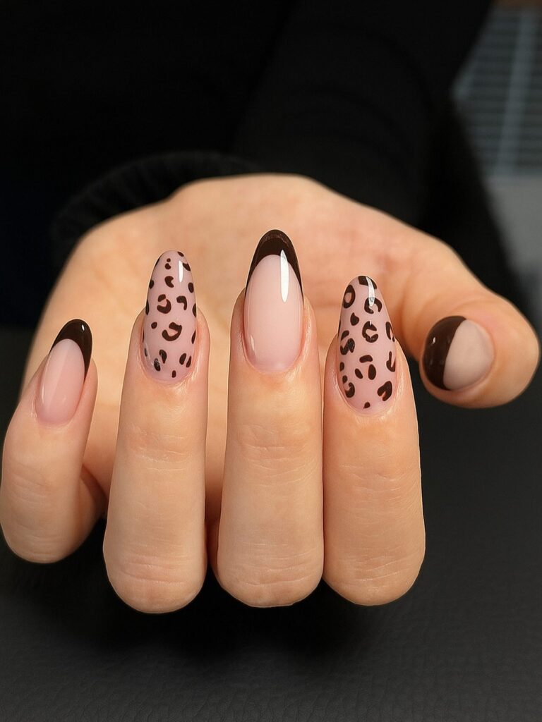 Leopard & Tip Mix nails