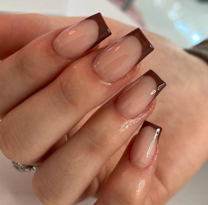 Square Dark Tips nails