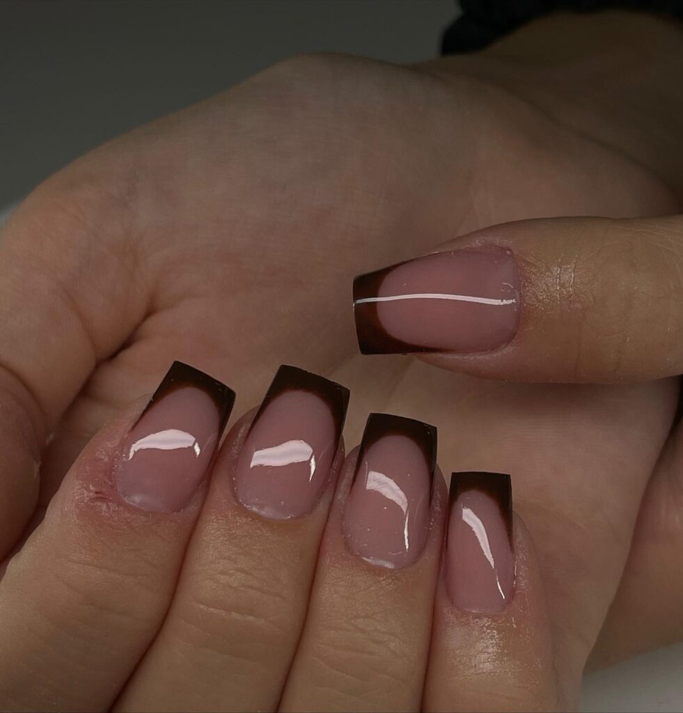 Glossy Square Dark nails