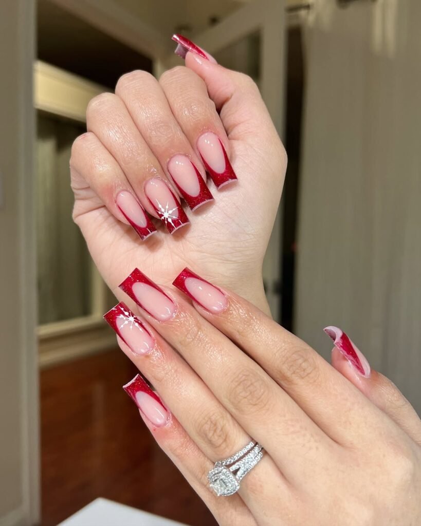 Scarlet Square Stars nails