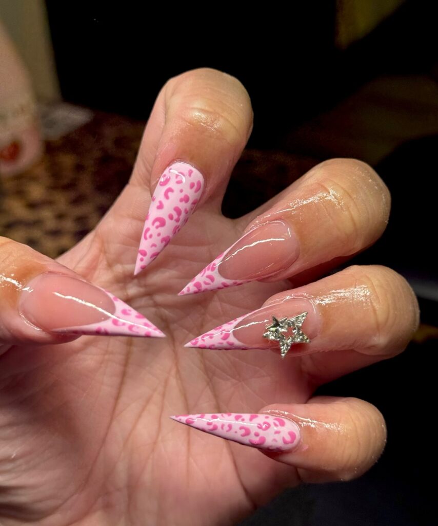 Pink Star Stilettos nails