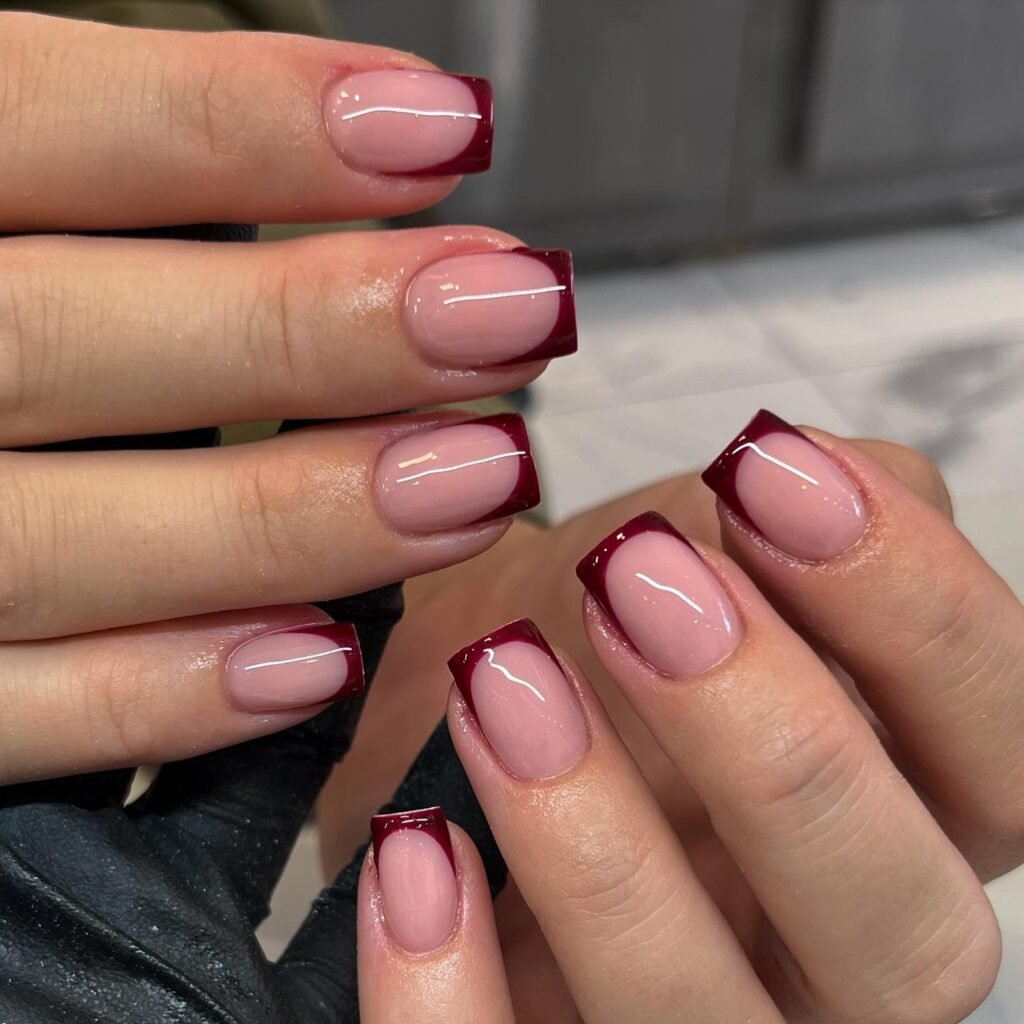 Square Dark Cherry nails