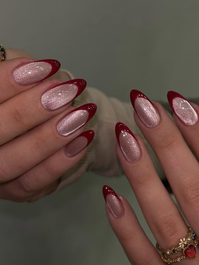 Pearl & Crimson nails