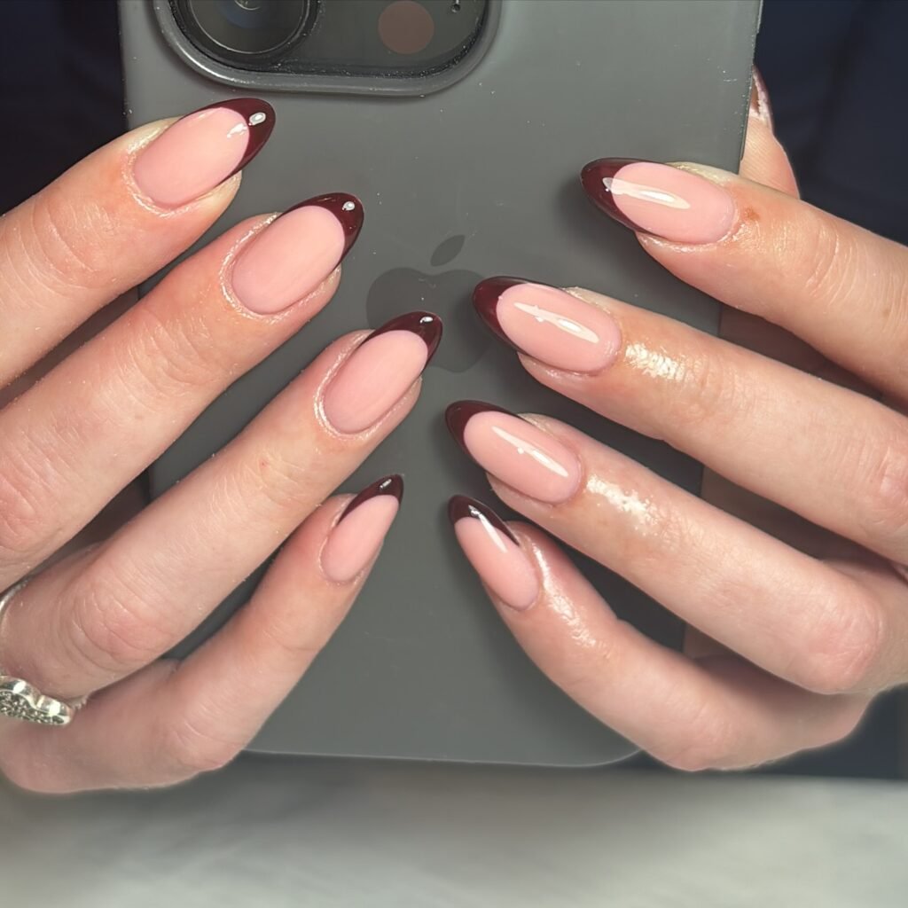 Dark Oxblood Minimal nails
