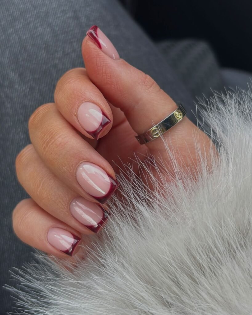 Burgundy Square Edge nails
