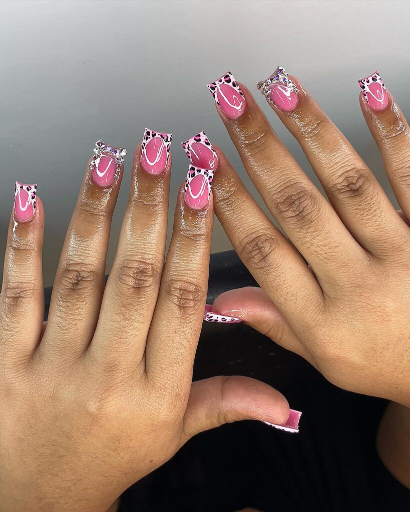 Hot Pink Glam nails