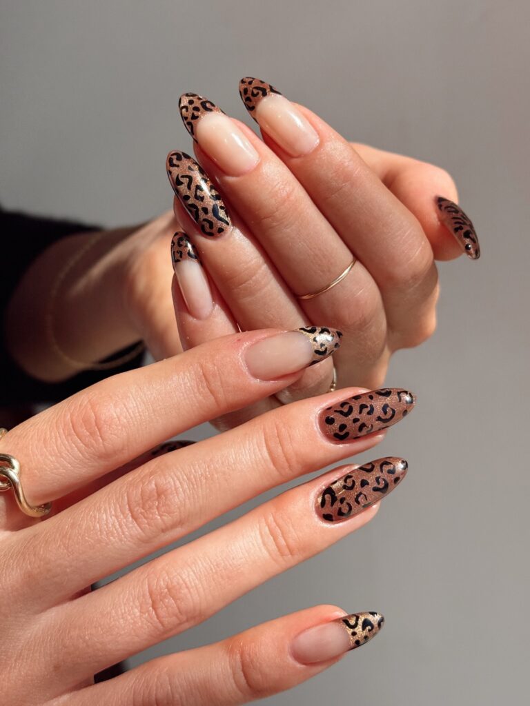 Teal Star Cheetah nails
