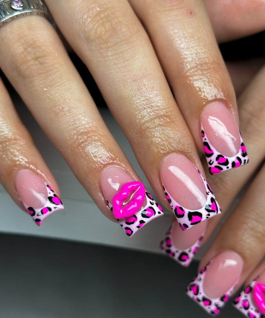 Hot Lips Cheetah nails