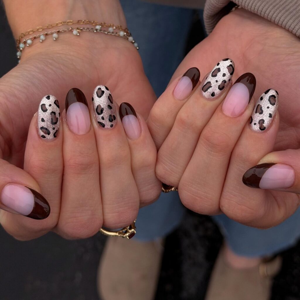 Dark Cherry Glitter nails