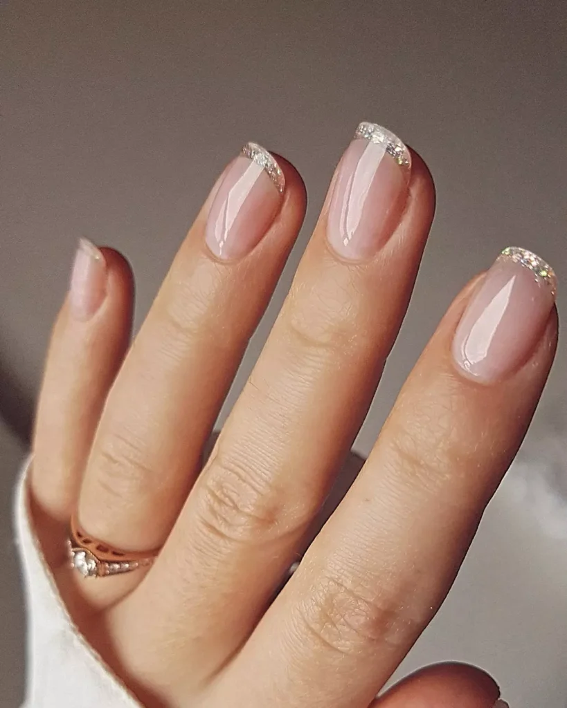 Silver Glitter Tips nails